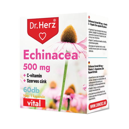 Dr. Herz Echinacea 500 mg+C-vitamin+Szerves Cink -60kapszula
