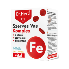 DR Herz Szerves Vas komplex+C-vitamin+Szerves Cink+Folát -60kapszula