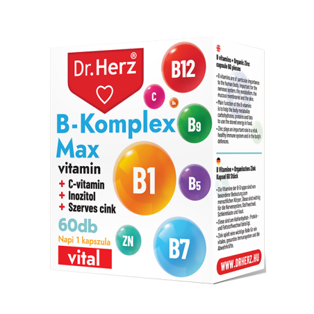 Dr. Herz B-Complex MAX + Inozitol + Vitamina C + Zinc organic –60capsule