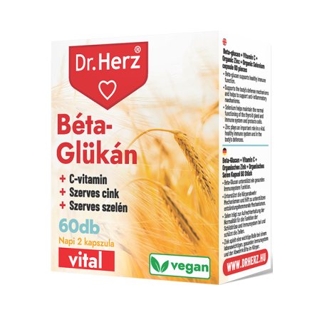 Dr. Herz Béta-Glükán+Szerves Cink,Szelén+C-vitamin -60db vegan kapszula