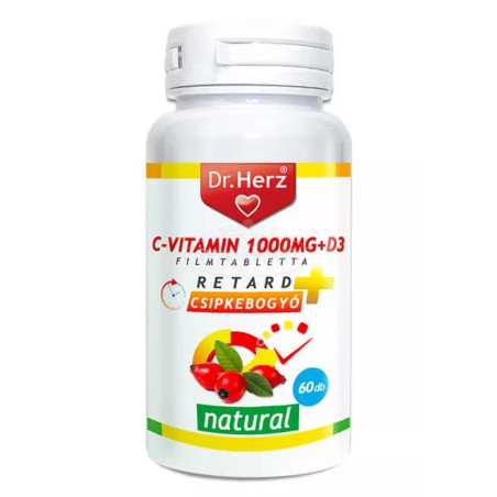 Dr. Herz Vitamina C 1000 mg cu extract de măceșe + Vitamina D –60tablete