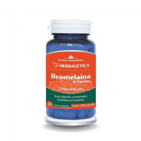 HERBAGETICA  Bromelaina  Papaina  30 capsule vegetale