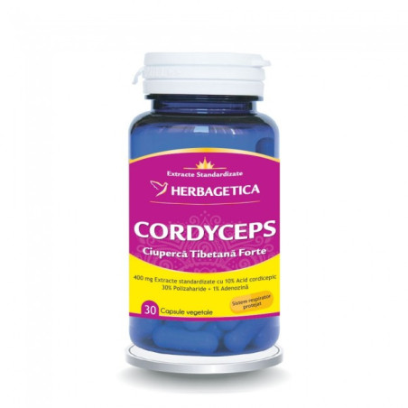 HERBAGETICA  CORDYCEPS 10/30/1 Ciuperca Tibetana Forte  30 capsule vegetale