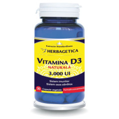 Herbagetica Vitamina D3 Naturală 3000 UI – 30 capsule