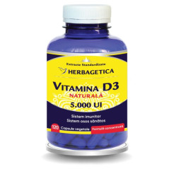 Herbagetica Vitamina D3 Naturală 5000 UI – 120 capsule