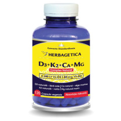 Herbagetica Complex Natural D3 + K2 + Ca + Mg – 120 capsule
